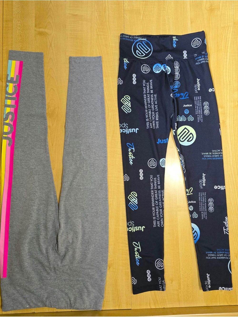 Justice Girls' Navy Graphic Leggings with Neon Accents